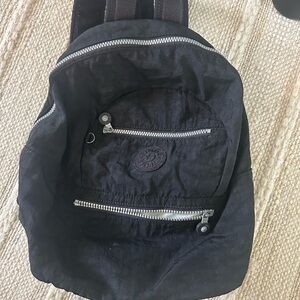 Kipling Black Backpack with Silver Accents